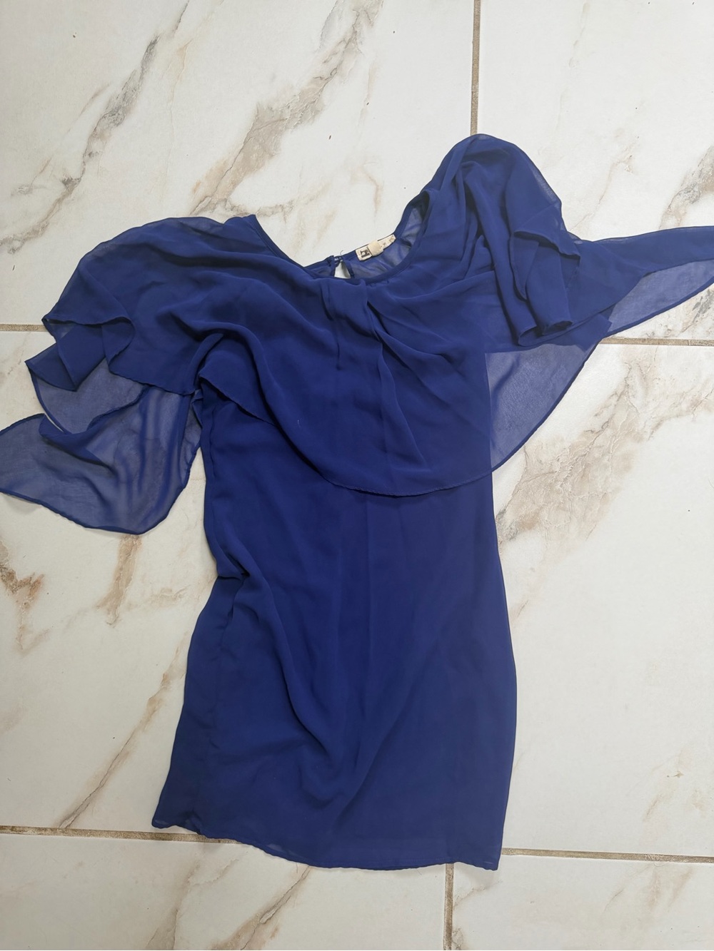 Cotton Candy Royal Blue Chiffon Mini Dress